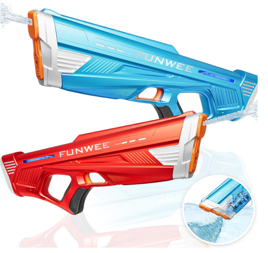 2 Pack Electric Water Guns for Adults Kids, Powerful Automatic Squirt Gun, High Powered Shooting 100+ Blasts, Strongest Auto Water Blaster, Long Range 28-32 FT, Pool Toy Outdoor Game Swimming