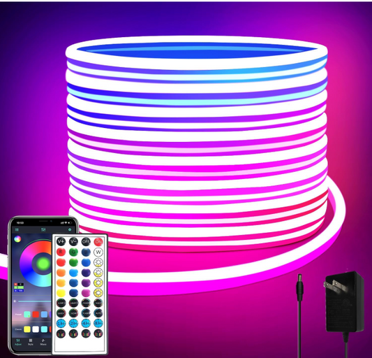 32.8ft LED neon Lights with Remote APP Control IP65 Waterproof Flexible Neon Strip Lights 24V RGB Rope Lights for Bedroom Room Outdoors Décor Brand: segrass