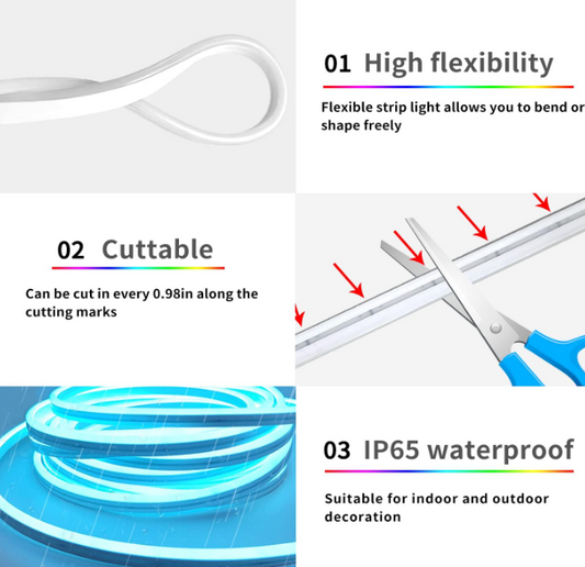 32.8ft LED neon Lights with Remote APP Control IP65 Waterproof Flexible Neon Strip Lights 24V RGB Rope Lights for Bedroom Room Outdoors Décor Brand: segrass