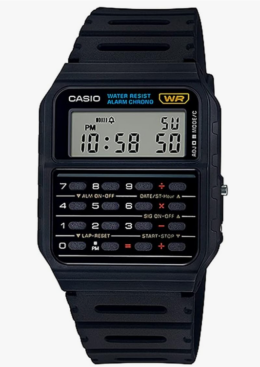 Casio CA53W Vintage Series | Data Bank | 1/100 SEC Stopwatch | Water Resistant | 8 Digit Calculator | Dual Time | Resin Band | Resin Case | Auto Calendar | Daily Alarm | 5 Year Battery